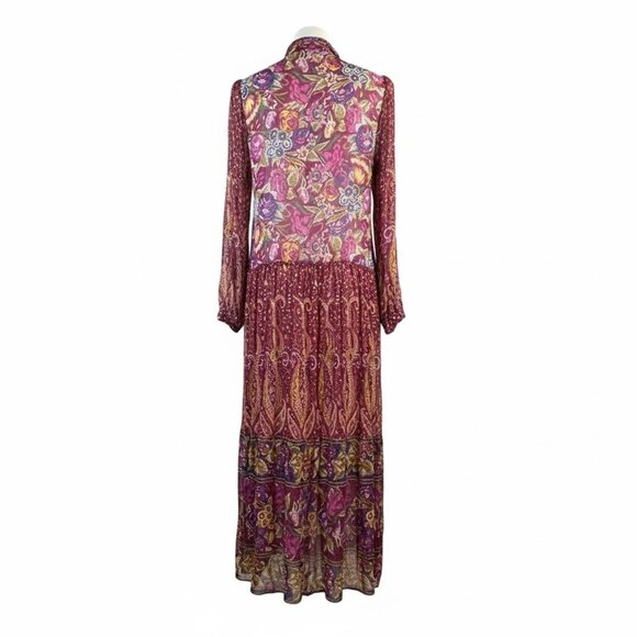 Anthropologie Nikole boho floral Maxi Shirtdress Sheer SIZE L - Picture 5 of 13